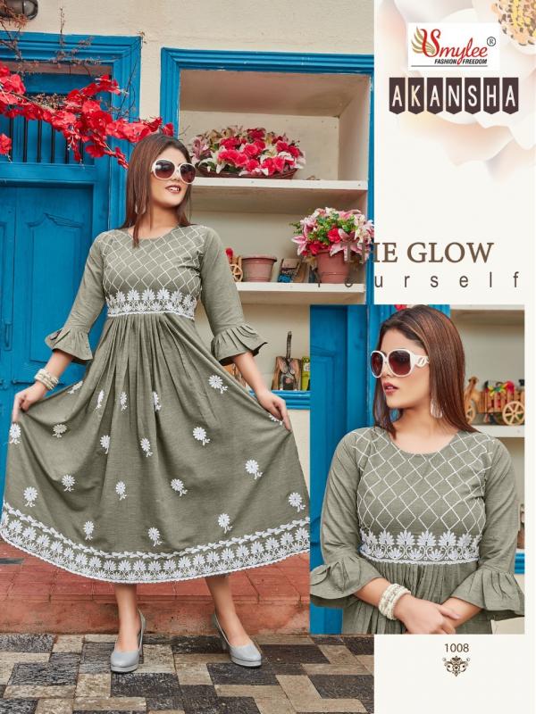 Smylee Akansha Beautiful Rayon Embroidery Flair Kurti 